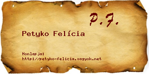 Petyko Felícia névjegykártya